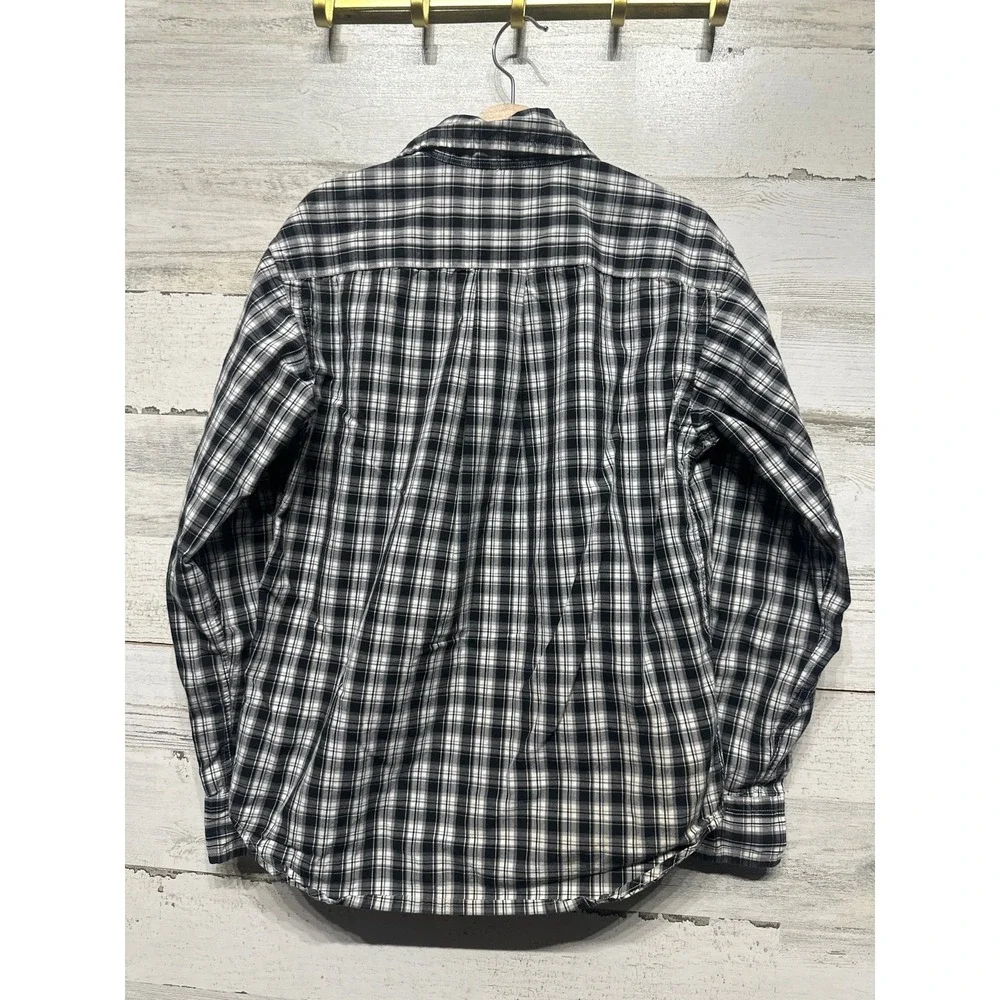 Ralph Lauren Button Down Kids Size 8/10 Black‎ White Plaid Long Sleeve EUC